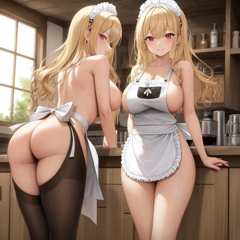 [Holara] Wavy hair Indoor From behind Buttocks Masterpiece Naked apron [Illustration]